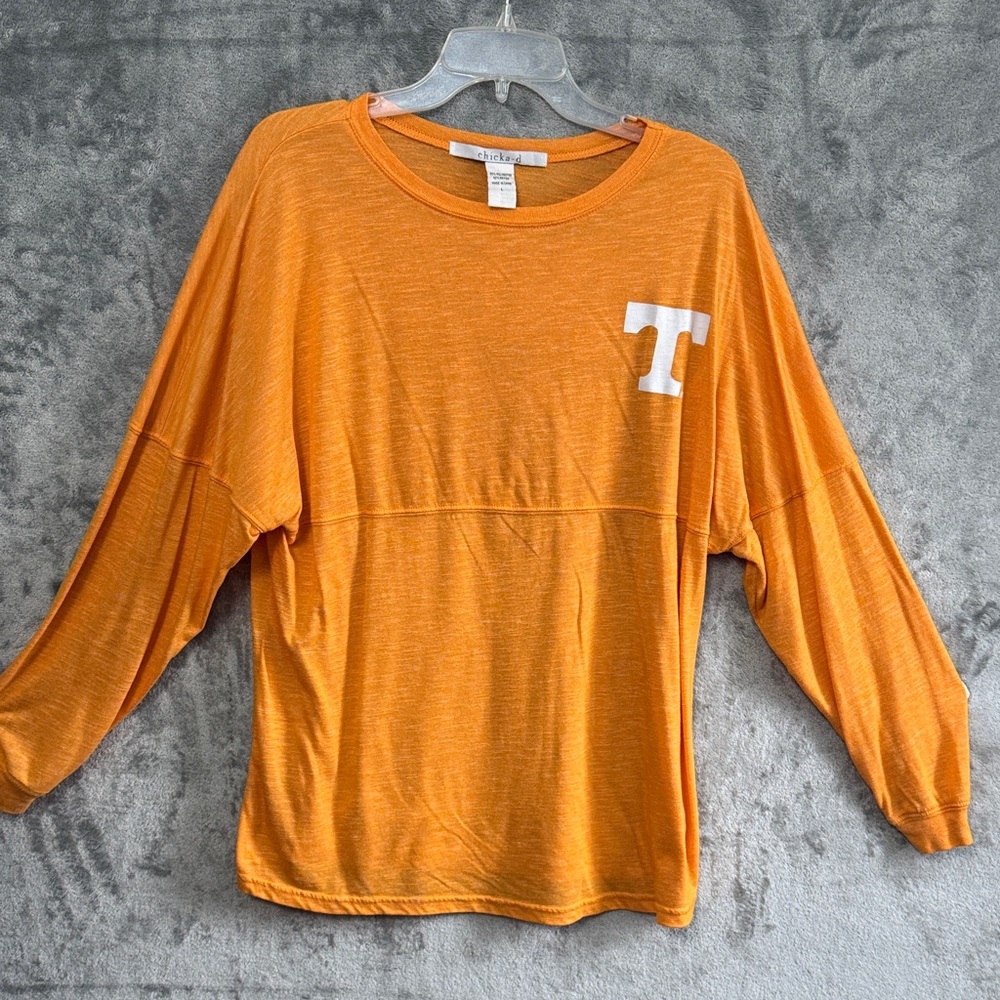 Chicka-d Orange Women's Lg Top with Logo Tennessee Volunteers flocked letters